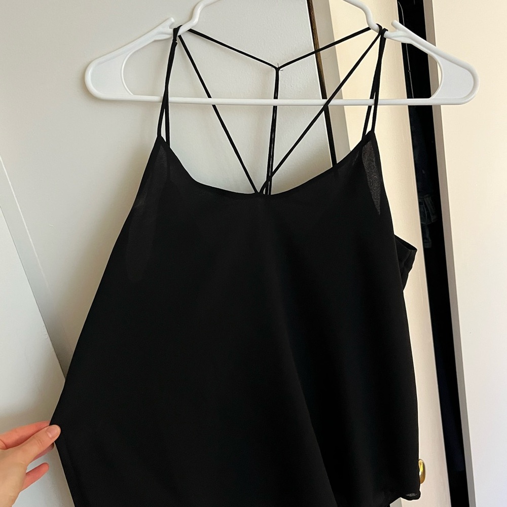NWOT! Black Blouse with overlapping straps - Picture 5 of 5